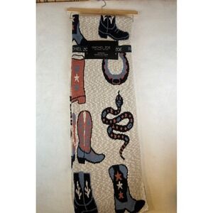 Rachel Zoe Oversized Decorative Throw Blanket Western Cowboy Boots 50x70 New